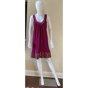 Cruise Wear & Co Deep Fuschia Cruise Casual Tank Dress Sequin Trim Sz L